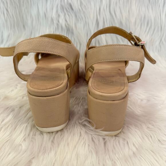 Stuart Weitzman Crosspath Platform Sandals Leather Flatform Criss Cross Cream - Picture 7 of 11